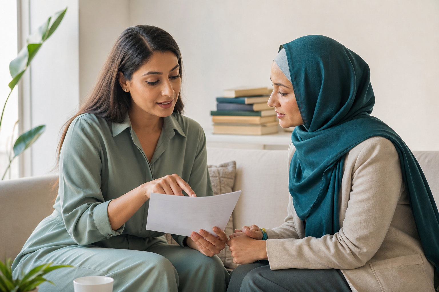 A graduate and consultant reviewing her experience together before publication